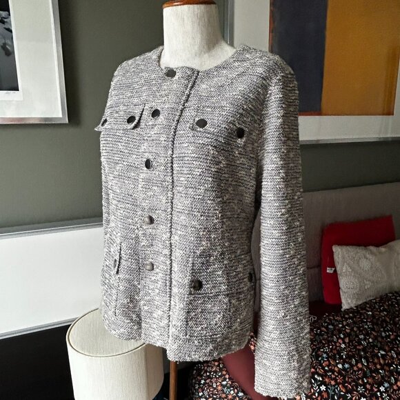 NIC+ZOE Jackets & Blazers - - NIC+ZOE Tweed Metallic Knit Blazer Great with Turtleneck Petite Med   - 1H2310